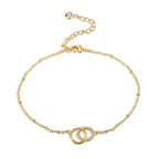 A0004 Fashion Interlocking Anklet for Women, Simple Adjustable Micro Inlaid Zircon Foot Jewelry Accessories