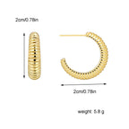 E0283Hot Selling Croissant Earrings 18K Gold Quality Jewelry Twist Twisted Thread C Shaped Earrings