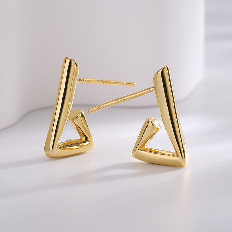 E0679 Minimalist Irregular Design Open Triangle Earrings for Women Copper Gold Plated Smooth Surface Ear Jewelry
