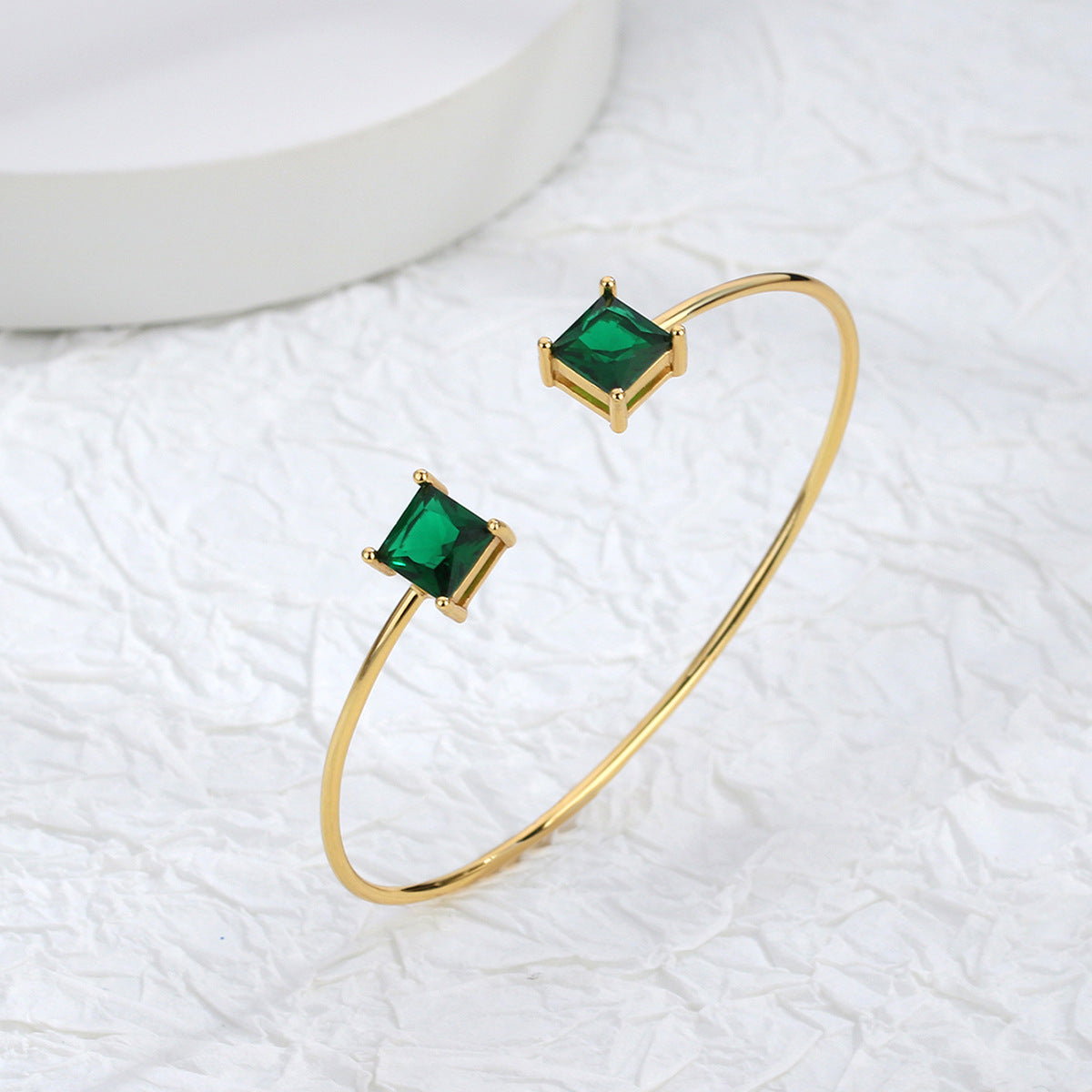 B0034 Accessories Geometric Square Glass Zircon Inlaid Open Adjustable Bracelet Bracelet Jewelry