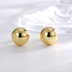 E0791 Personalized Metal Texture Simple Bead Earrings for Women Brass Gold-Plated Vintage Smooth Round Ball Earrings