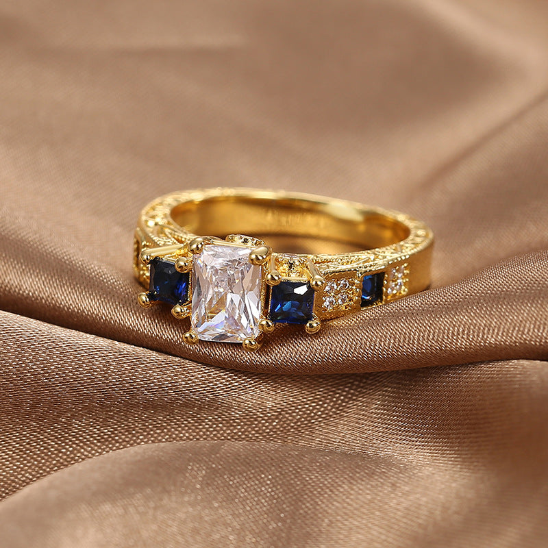 R0369 Fashionable Square Zirconia Ring for Women