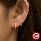 S925Sterling Silver Double Row Diamond Minimalist Fashion Hoop Earrings Hot Selling Classic High-end Earrings Jewelry