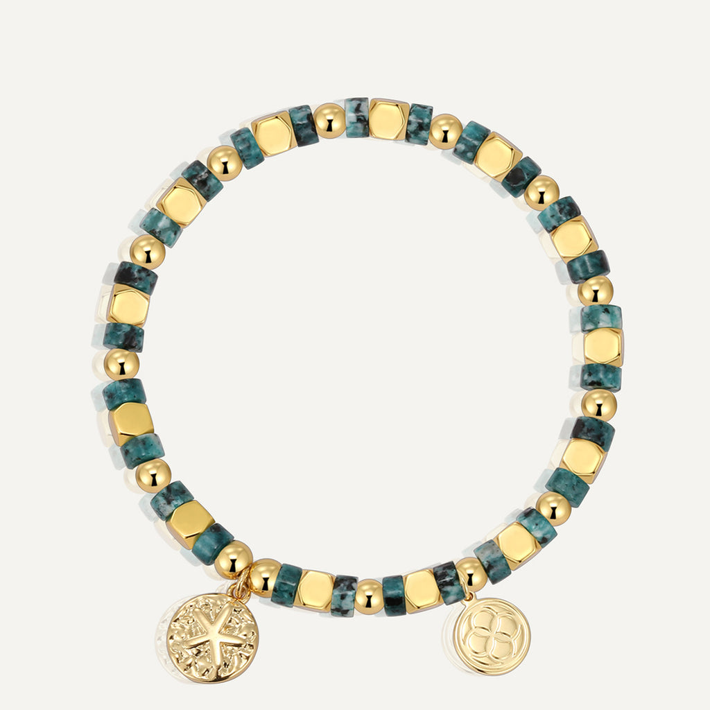 B0270 Vintage and Starfish Round African Turquoise Beaded Bohemian Fashion Bracelet