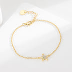 CYB0356 Copper plating14k Gold Five-Pointed Star Fashion Bracelet Zircon Jewelry Starfish Beach