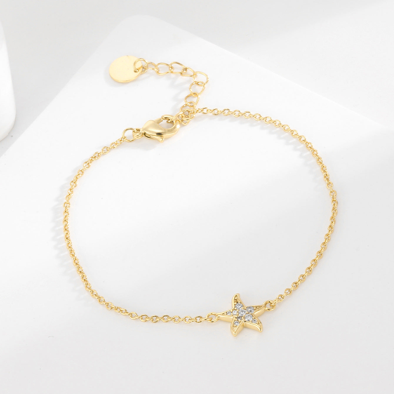CYB0356 Copper plating14k Gold Five-Pointed Star Fashion Bracelet Zircon Jewelry Starfish Beach