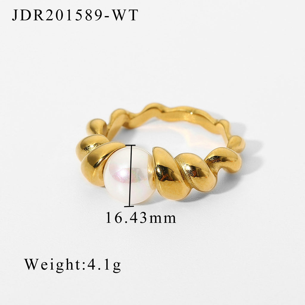 2H Vintage Style18K Gold-Plated Stainless Steel Ring Braided Style Ring for Women Fashion Ring Style