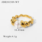 2H Vintage Style18K Gold-Plated Stainless Steel Ring Braided Style Ring for Women Fashion Ring Style