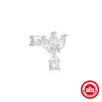 S925Sterling Silver Horse Eye Inlaid Diamond Crown Double-Sided Wearable Soft Bone Threaded Piercing Ear Bone Stud New Earrings for Women