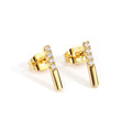 Gold-Plated Brass Minimalist White Zircon Stud Earrings — design detail — jewelry finish and design detail