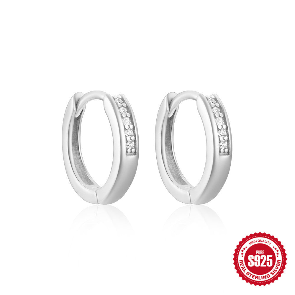 S925Sterling Silver Double Row Diamond Minimalist Fashion Hoop Earrings Hot Selling Classic High-end Earrings Jewelry