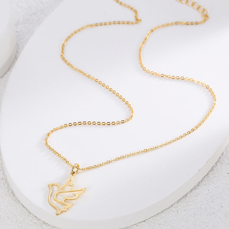 N0094 Fashion New Bird Hollow Design Pendant Simple Collarbone Chain for Women