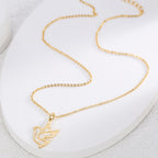 N0094 Fashion New Bird Hollow Design Pendant Simple Collarbone Chain for Women