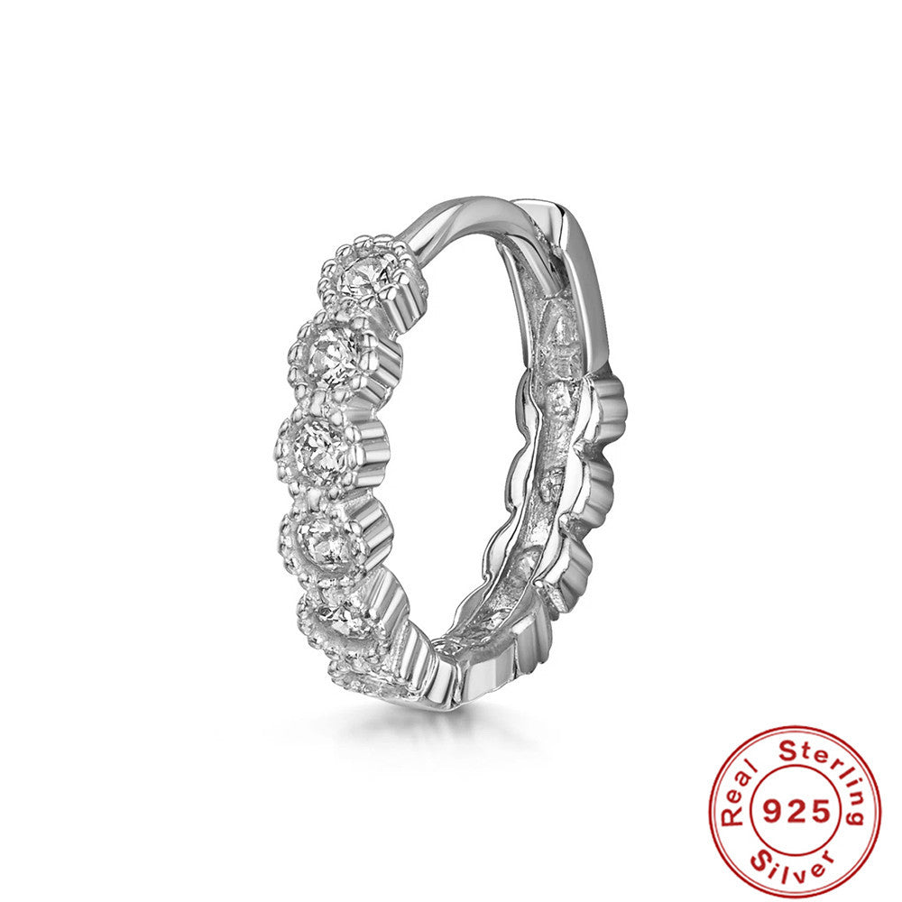 S925Sterling Silver Cartilage Piercing Diamond-Studded Hoop Earrings Ear Cuffs Ear Studs shien Hot-selling Punk Style Ear Cuff