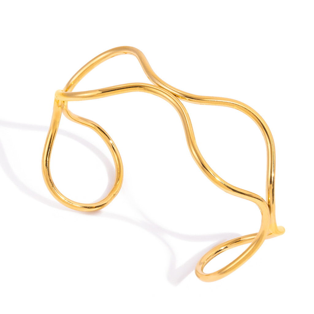 2H Double Layer Bracelet Non-Fading Line Open Bangle Stainless Steel Jewelry for Women