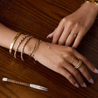 Zirconia Finger Bracelet Stainless Steel Bangle Ring Non-Fading Jewelry for Women