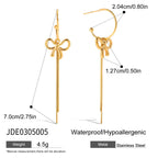 Butterfly Knot Stainless Steel Tassel Earrings Jewelry for Women