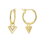 E0807 Dongdaemun Creative Design Triangle Earrings for Women Gold-Plated Geometric V Zirconia Inlaid Earrings
