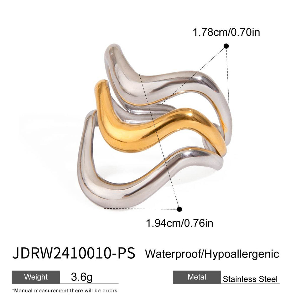 Color Block Ring Non-Fading Jewelry Stainless Steel Accessories for Women