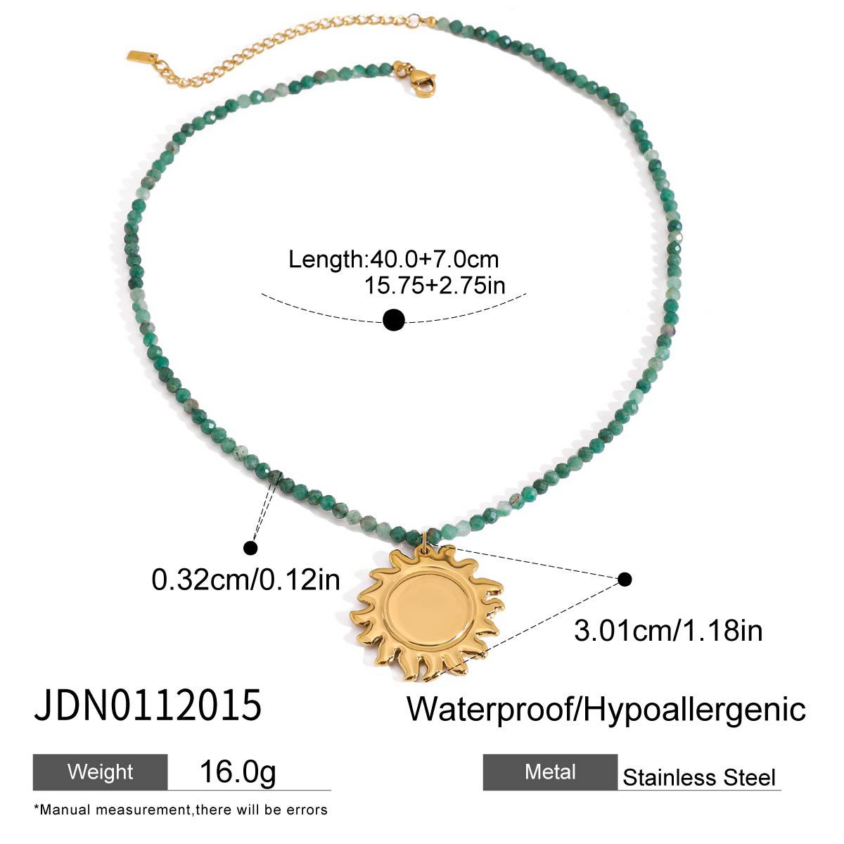 2H Stainless Steel Vacation Style Beaded Necklace Jewelry for Women, Non-Fading Collarbone Chain