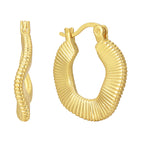 E0666 Exaggerated Minimalist Design Threaded Gender-Neutral Earrings Copper Gold-Plated Irregular Hoop Earrings