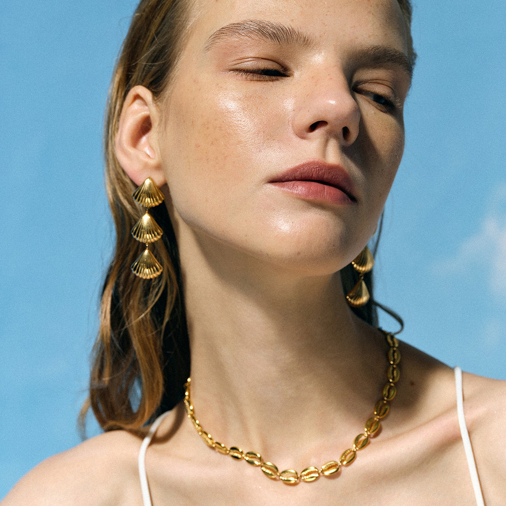 2H2025Summer Ocean Series Stainless Steel Earrings Shell Earrings Earrings for Women