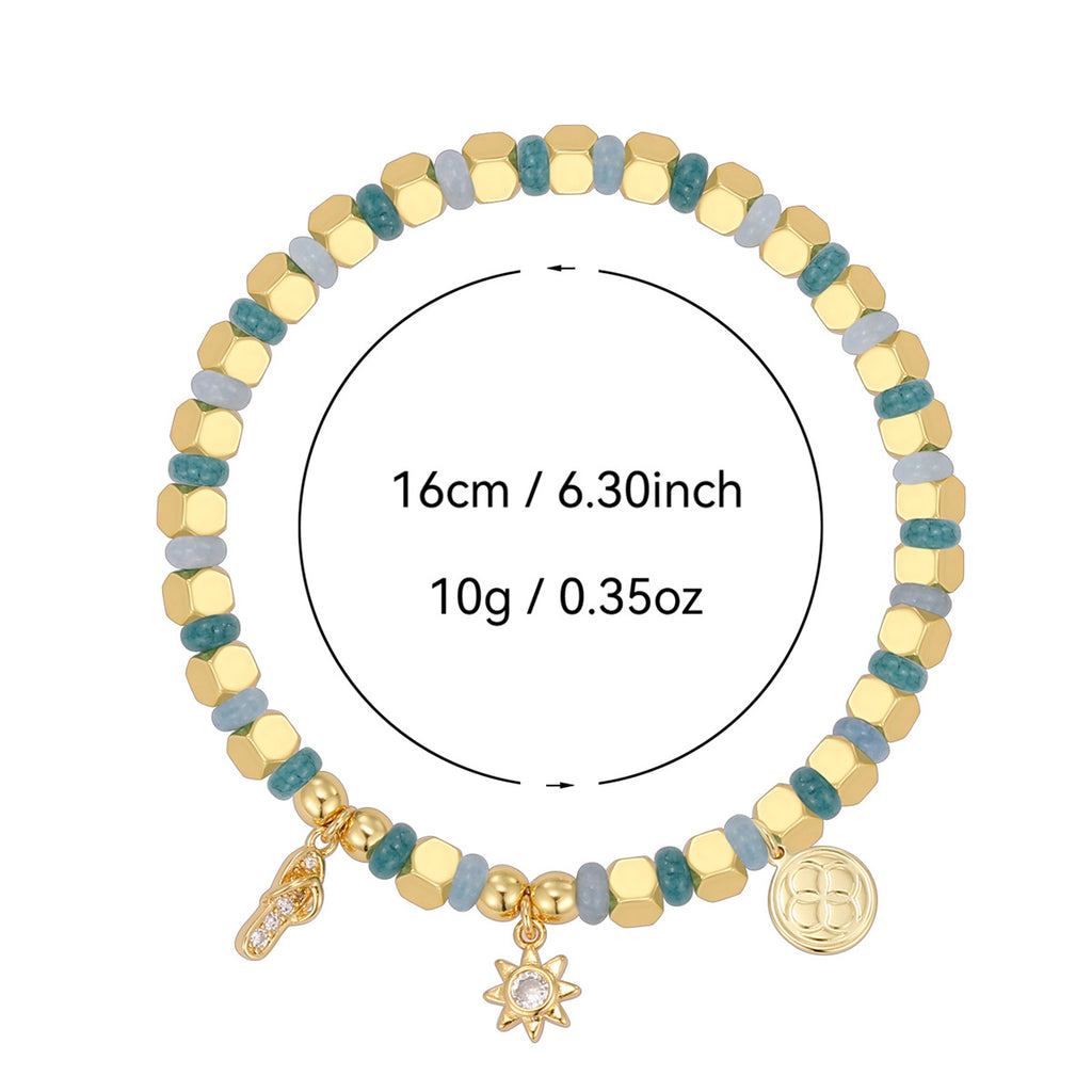 B0303 Bohemian Sunflower Bracelet Ocean Vacation Fashion Chalcedony Stone Beads