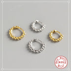 S925Pure Silver Earrings Minimalist Geometric Round Bead Stud Earrings Hoop Earrings Korean Style Earrings