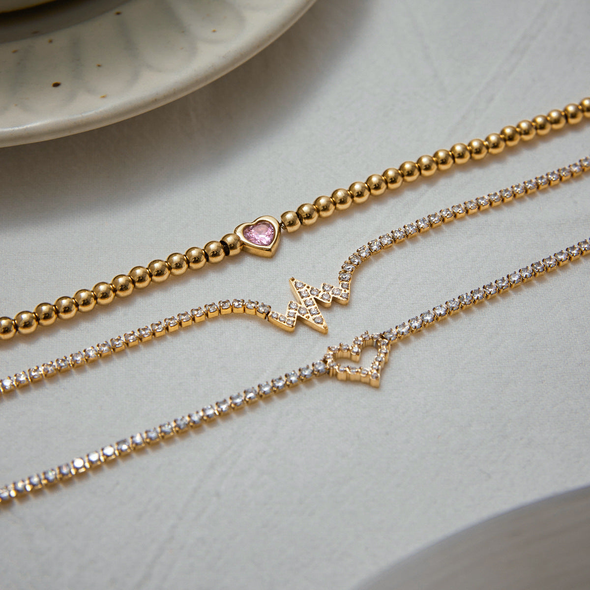 Heart Stainless Steel Zircon Bracelet Jewelry Non-Fading Accessories for Women