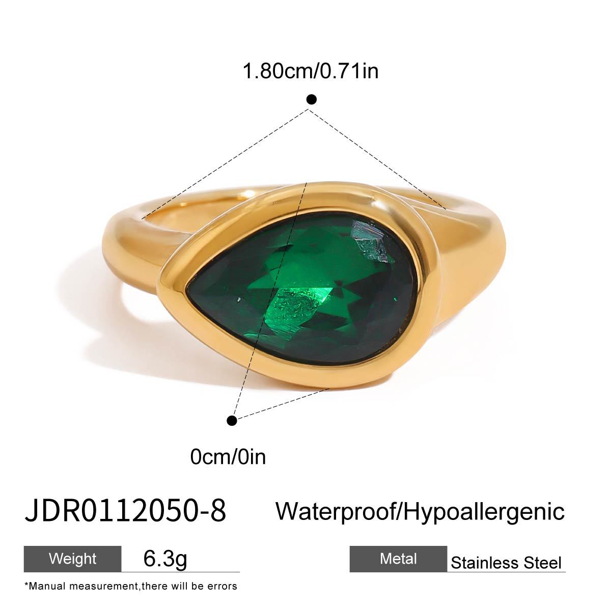 Original Green Zirconia Ring Non-Fading Jewelry Stainless Steel Bracelet Accessories