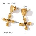 18K Gold-Tone Stainless Steel Pendant Necklace with Cross Tiger-Eye Detail with a refined design profile