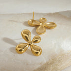 2H Stainless Steel Flower Stud Earrings Design Sense Earrings Stainless Steel Jewelry