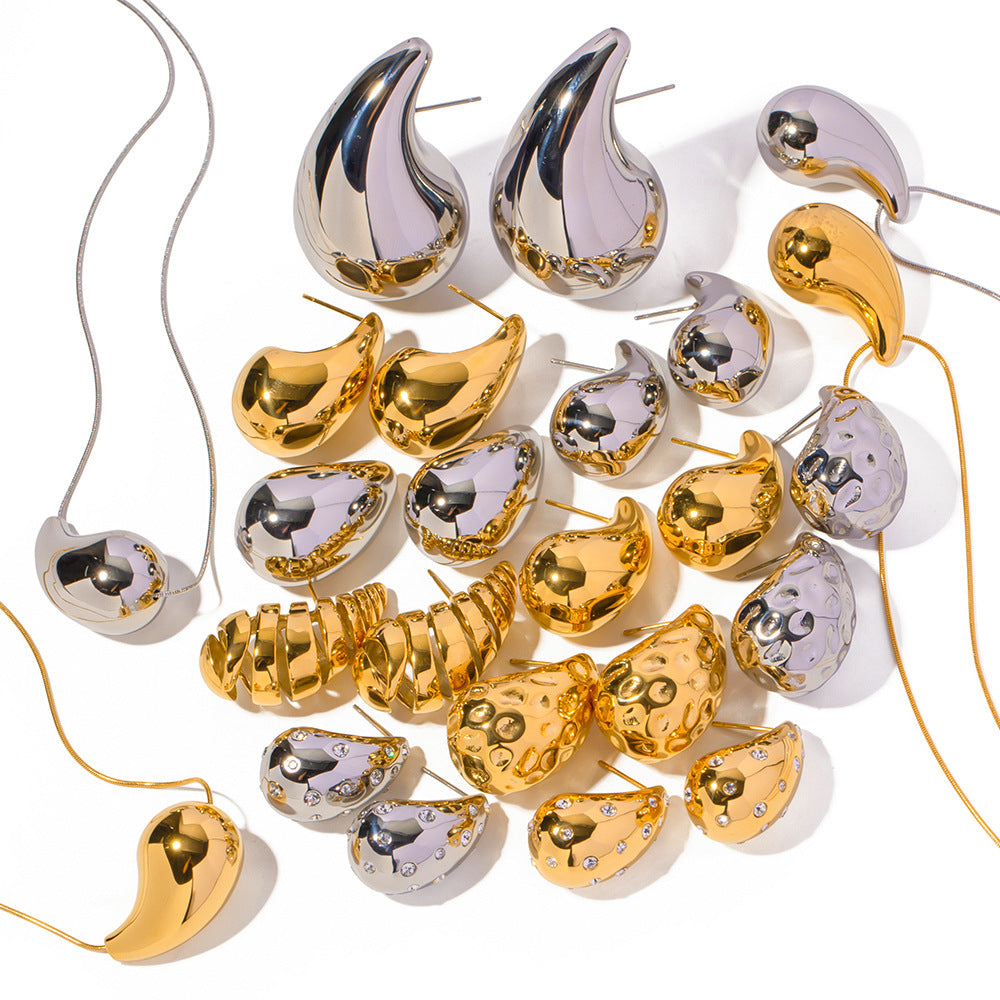 Ornament18K Gold Water Drop Earrings Stud Earrings Women's Jewelry