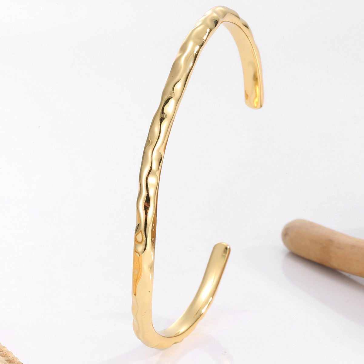 CYB0097 S925 Silver Irregular Hammered Bracelet For Women