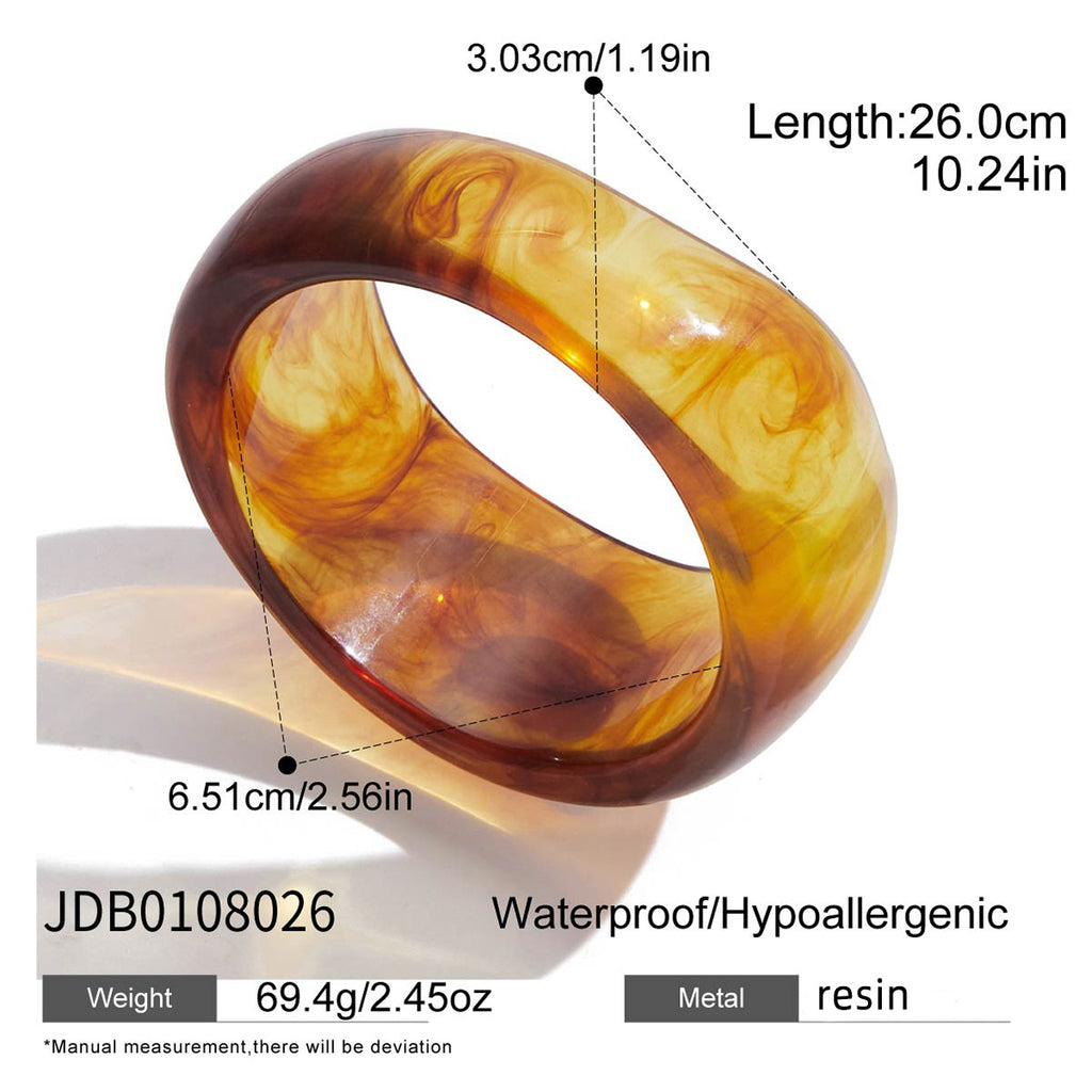 Melard Wide Resin Bracelet gold Stainless Steel Jewelry for Women