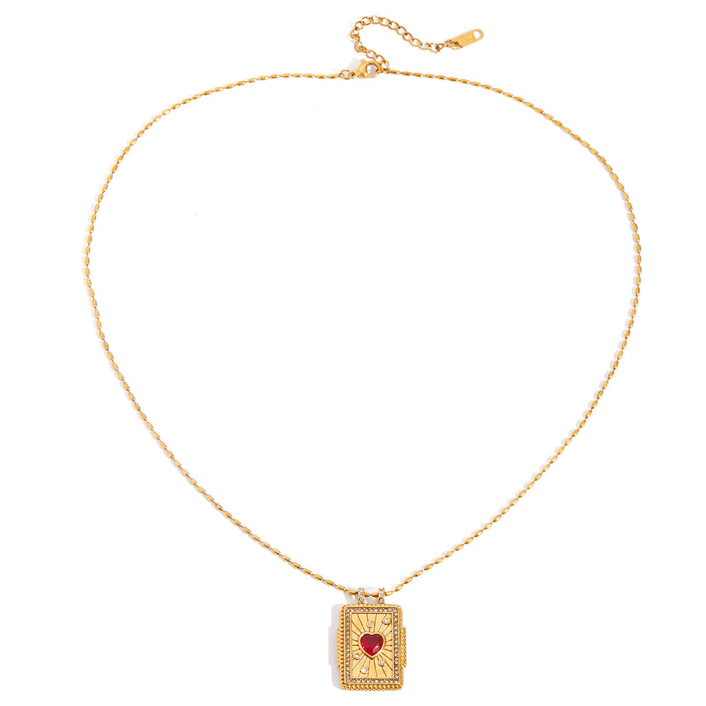 Stainless Steel Card Heart Necklace Collarbone Chain Jewelry Non-Fading