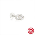 925 Sterling Silver Tassel Water Drop Zircon Cartilage Earrings — fastening detail — alternate angle 2 — jewelry finish and design detail