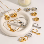 Stainless Steel Water Drop Necklace Earrings Open Bracelet Ring Jewelry