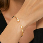 B0088 Brass Gold-Plated Bracelet for Women Inlaid with Opal Adjustable Open Water Drop Shape