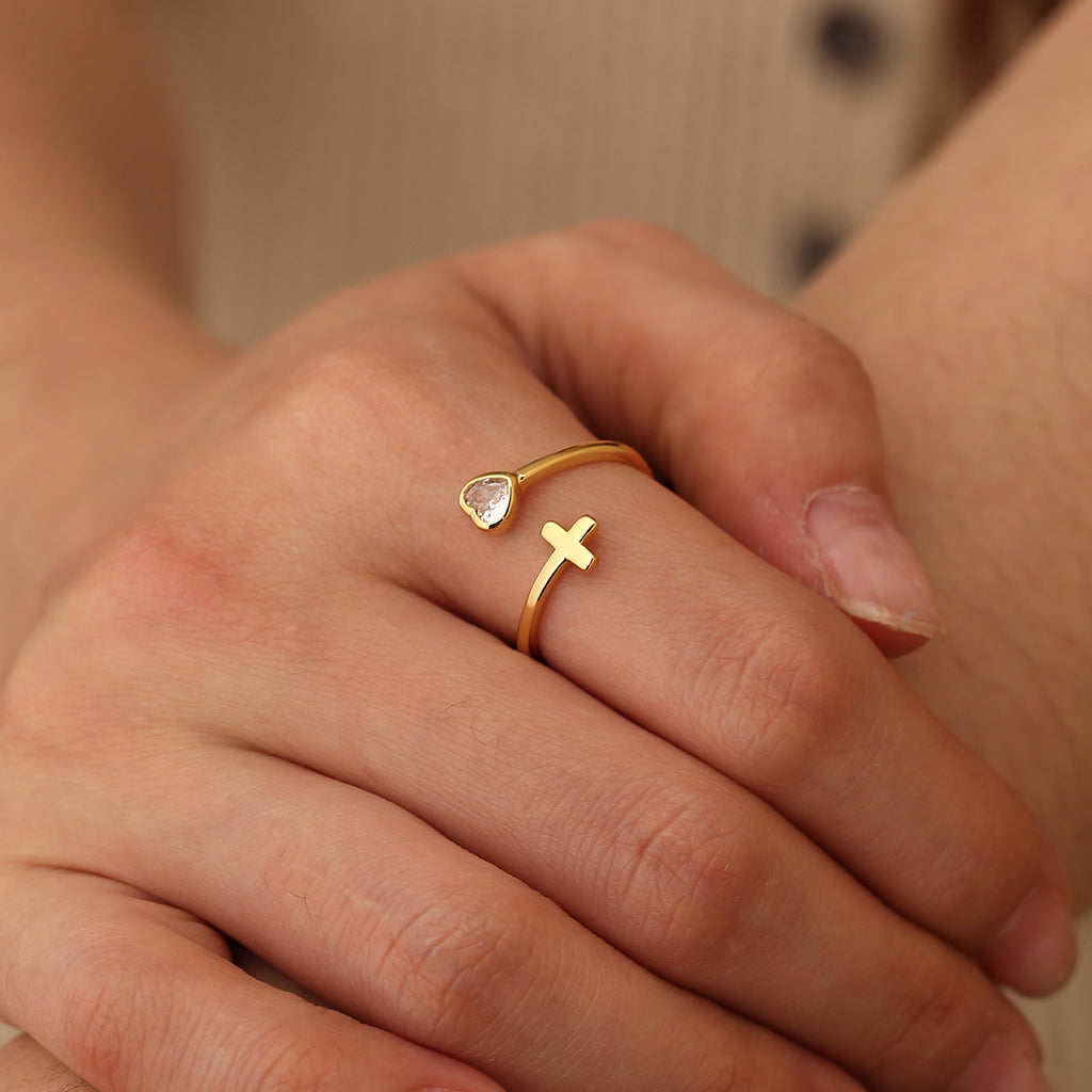 R0639 Hot-Selling Jewelry Korean Style One Arrow Through the Heart Open Copper Plated18K Adjustable Couple Rings