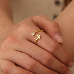 R0639 Hot-Selling Jewelry Korean Style One Arrow Through the Heart Open Copper Plated18K Adjustable Couple Rings