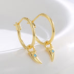 E0809 Simple Unique Design Earrings for Women Retro Fashion Gold-Plated Wolf Tooth Zircon Earrings