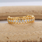 Gold-Plated Brass Vintage-Inspired CZ Ring with Cubic zirconia Detail featuring cubic zirconia detailing