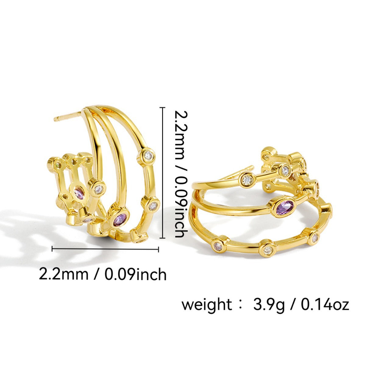 Fashion Zircon Earrings for Women New multi-layered circle vintage elegant earrings
