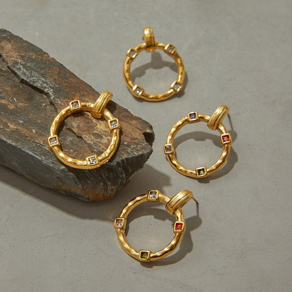 2H Stainless Steel Zircon Earrings Studs Ear Jewelry Design Sense Accessories for Women