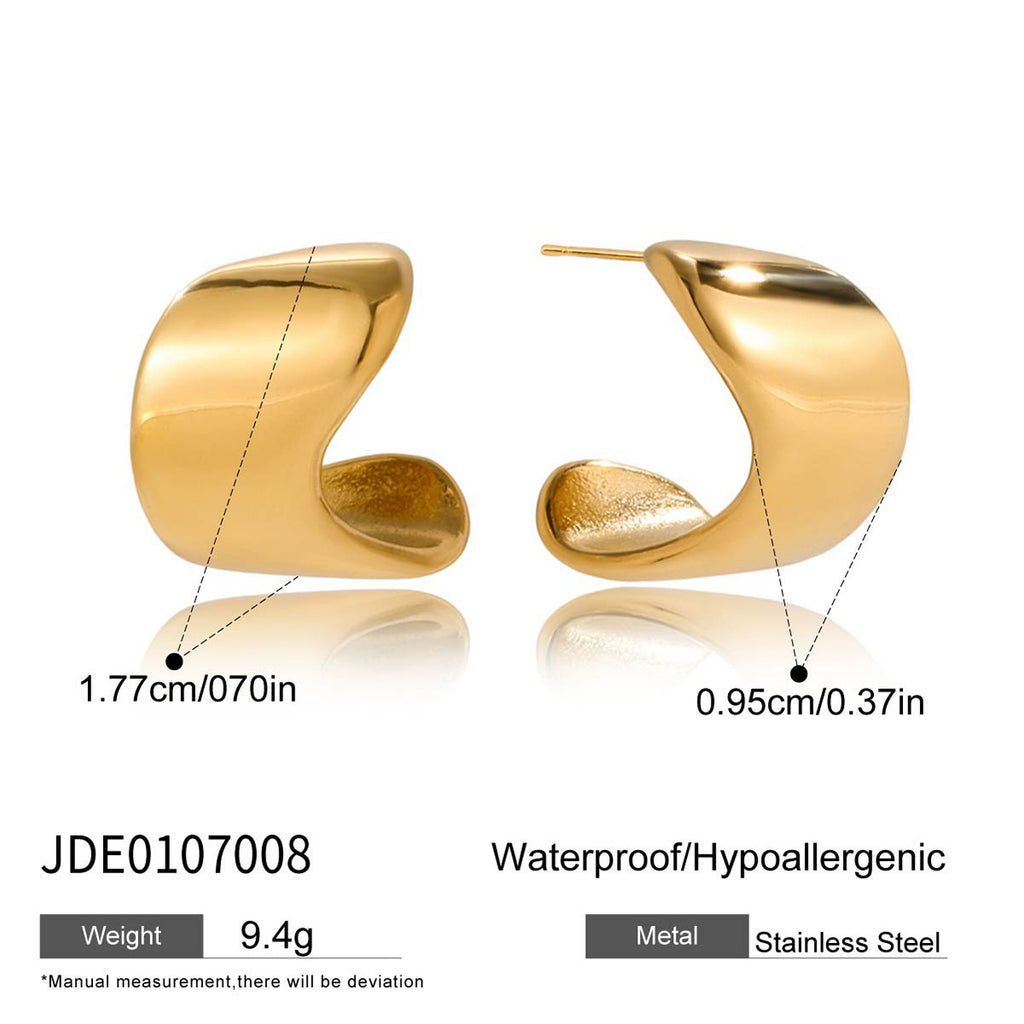 Stainless Steel C Hoop Earrings Studs Non-Fading Ear Jewelry Accessories for Women