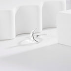 SR0047 S925Silver Moon Ring for Women, Fashionable and Unique Design