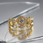R0543 Fashion Retro Ring for Women, Brass Gold-Plated with Zircon, Elegant