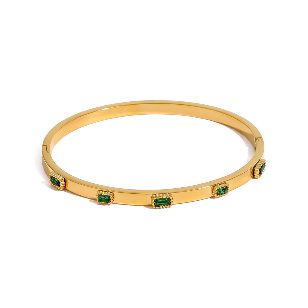 2H Stainless Steel Green Zircon Bracelet High Version Buckle Bracelet bracelet