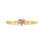R0703 Cute Design Hollow Heart Ring for Women New Pink Heart-Shaped Zircon Tail Ring